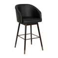 thumbnail image 2 of Merrick Lane Faux Leather Mid-Back Bar Stools, Black/Walnut, 2 of 11