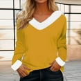 thumbnail image 2 of Timegard Womens Tops Christmas V Neck Comfy Long Sleeve Blouse Fall Winter Fashion Casual Solid Color, 2 of 4