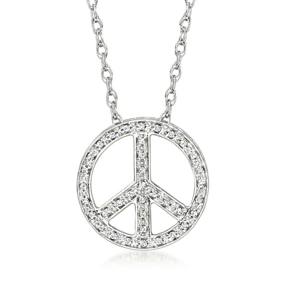 Ross-Simons 0.10 ct. t.w. Diamond Peace Sign Pendant Necklace in Sterling Silver, Women's, Adult