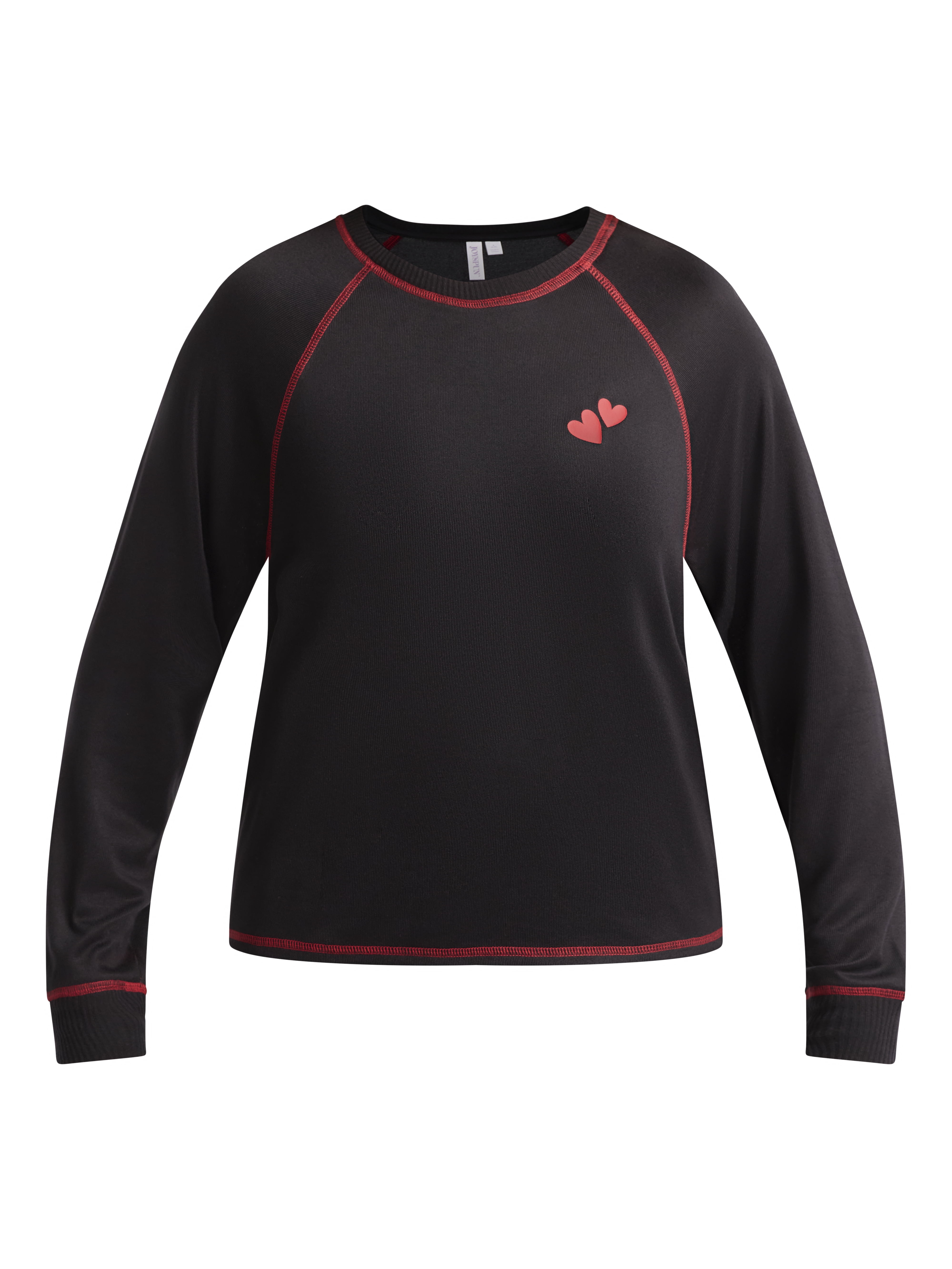 Joyspun Women's Hacci Long Sleeve Raglan Sleep Top, Sizes XS to 3X