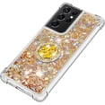 thumbnail image 5 of Samsung Galaxy S21 Ultra 5G 6.8" Case,Creativity Clear Quicksand Glitter Flowing Liquid Floating Soft TPU Case w/Stand Bling Diamond Sparkle Phone Cover for Galaxy S21 Ultra  Colorful Gold, 5 of 14