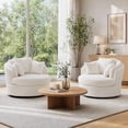thumbnail image 7 of BRILHAMEZ Modern Oversized 360° Swivel Accent Chair, Lambswool Fabric Round Cuddle Chair Single Sofa Lounge Chair for Living Room, White, 7 of 7