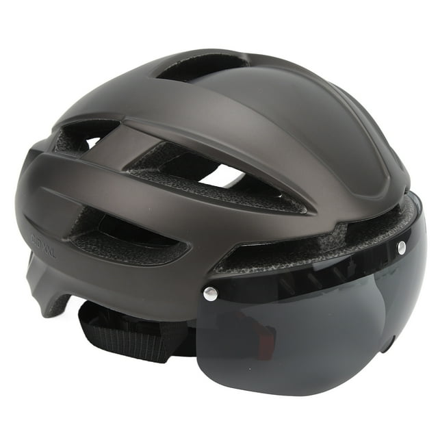 CJD XXL Casco de Bicicleta para Adultos Casco de Bicicleta con luz Trasera Recargable USB Gafas magnéticas Desmontables para Hombres Mujeres Ciclismo Titanio Gris