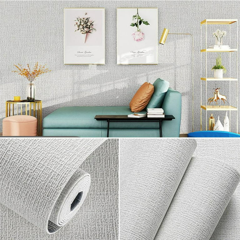 Light Grey Wallpaper 110*19in Matte Solid Gray Contact Paper Texture  Self-Adhesive Peel and Stick Thick Removable Wallpaper for Bedroom Cabinets  Livingroom Office 