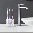 thumbnail image 6 of Linkidea 2 Pack Countertop Toothbrush Holder for Bathroom, Shower, Plastic Manual Tooth Brush Stand, 3 Slots Tooth Brush Organizer Compatible with Colgate Renewal, Oral-B CrossAction (White+Blue), 6 of 6