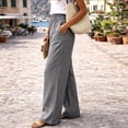 thumbnail image 3 of Favoffer Women's Linen Long Pants Solid Color Relaxed Fit Side Pocket Loose Casual Trousers All Season Versatile Bottom for Holiday Travel, 3 of 8
