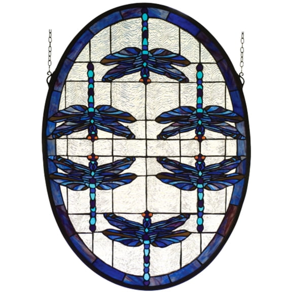 Meyda Tiffany 78087  Dragonflies Oval Stained Glass Window