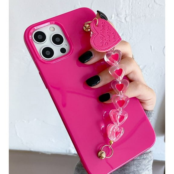A Cute and Fashionable iPhone 13 Case for Girls and Women Love Heart Chain iPhone 13 case With Free Gift