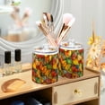 thumbnail image 3 of Yayeee 2 Pack Qtip Holder Bathroom Cotton Swab Canister with Lid Clear Dispenser Set, Retro Autumn Leaves, 3 of 6