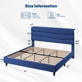 thumbnail image 4 of EnHomee Upholstered Bed Frame with Adjustable Headboard King Size Bed Frame with Charge Station & Storage, Navy Blue, No Box Spring Needed, Noise Free, 4 of 8