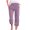 Purple, variant on fartey Cotton Linen Capri Pants for Women Loose Dandelion Print Breathable Sports Yoga Trousers Elastic Waist Drawstring Pockets 3/4 Trousers