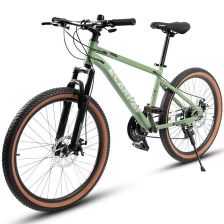 ENNSOO 24 Inch Mountain Bike for Adults and Teenagers, High Carbon Steel Frame, Disc Brake,21 speeds - Green