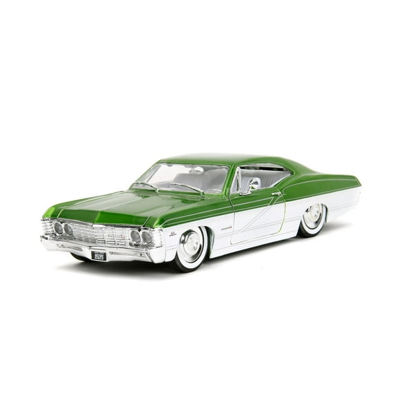1967 Chevrolet Impala SS Green Metallic and White with White Interior "Bigtime Muscle" Series 1/24 Diecast Model Car by Jada(Selections May Vary)