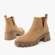 thumbnail image 4 of NECHOLOGY Botas Mujer Adulto Femenino Zapatos Botines para mujer Tacones gruesos Tacones Punta redonda Botas Botas de otoño e invierno para niños (Beige, 9), 4 of 7
