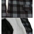 thumbnail image 2 of Men's Heavyweight Flannel Zip Up Fleece Lined Plaid Sherpa Hoodie Jacket (MFJ130 Grey, XL), 2 of 2