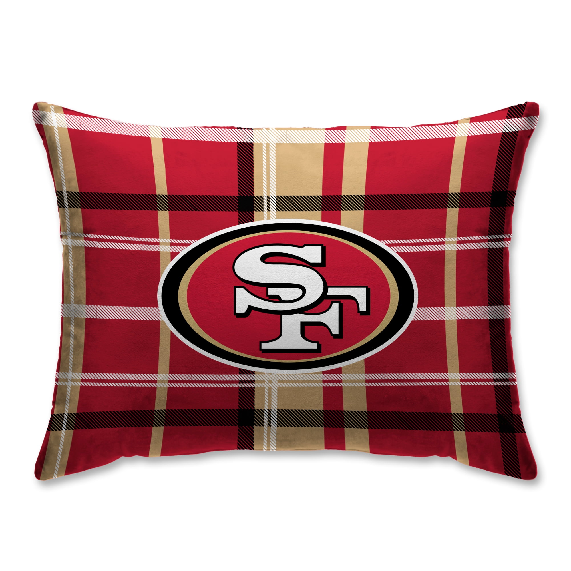 San Francisco 49ers Plaid Plush Sherpa Bed Pillow Red