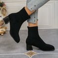 thumbnail image 4 of Womens Winter Fall Dress Boots 2025 Fashion Casual Suede Chunky Heeled Mid Calf Short Ankle Booties for Ladies Black Size 6.5, 4 of 7