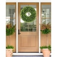 thumbnail image 6 of 18 Inch Artificial Boxwood Wreath, Faux Greenery Front Door Wreath for All Season Home Wall Wedding Party Decor, Indoor Outdoor Use, 6 of 12