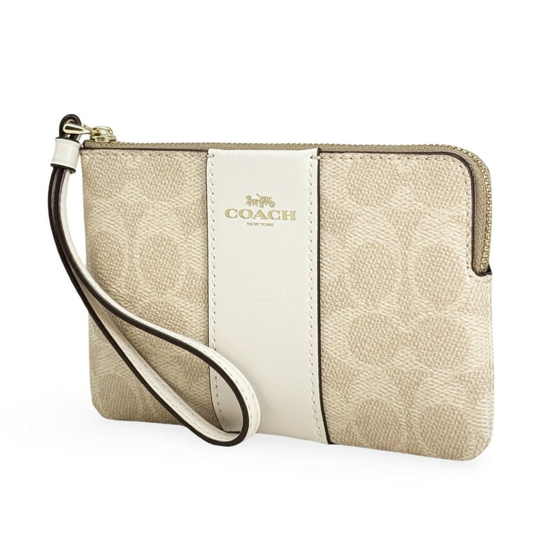 Coach Women's Small Corner Zip Wristlet in Signature Canvas with