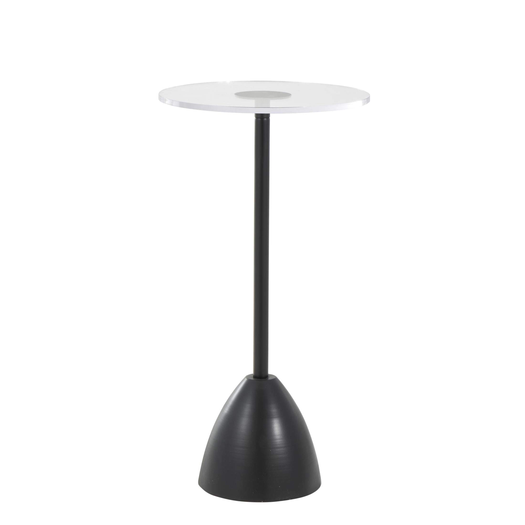 DecMode 13" x 26" Black Metal Pedestal Accent Table with Clear Acrylic Tabletop, 1-Piece