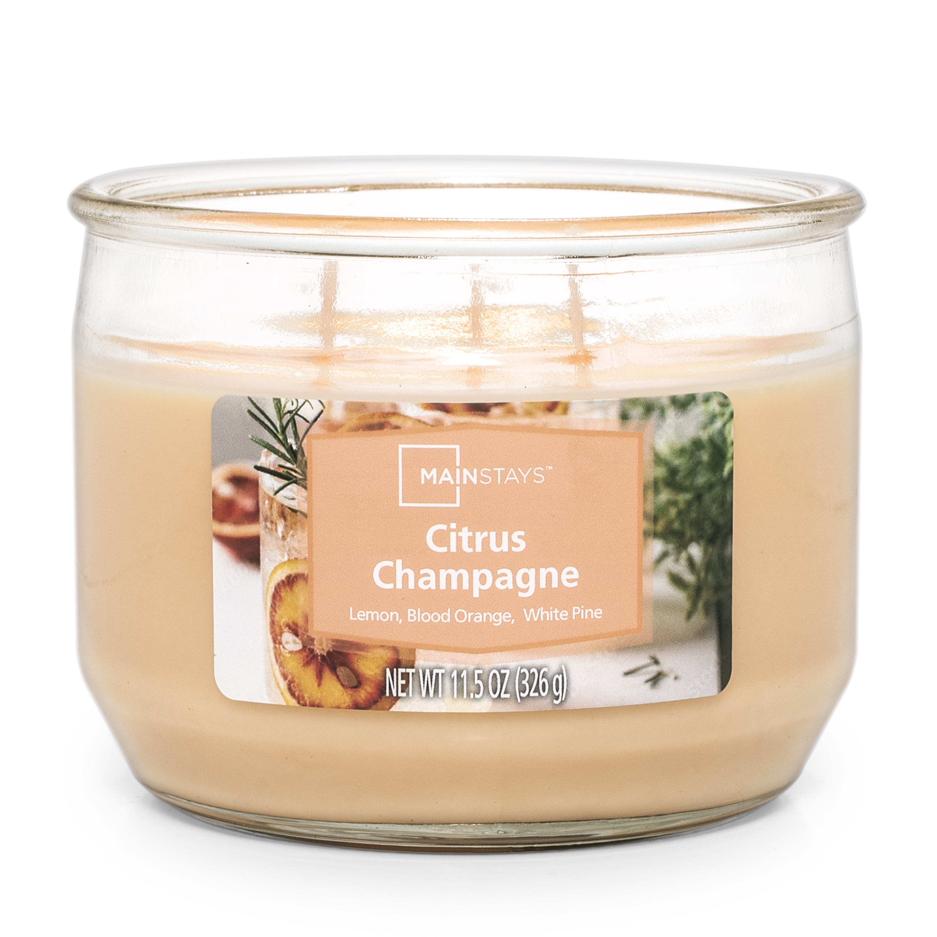 (2 pack) Mainstays Citrus Champagne Scented 3 Wick Candle, 11.5 oz.