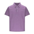 thumbnail image 4 of ohmzyzo Mens Short Sleeve Shirts Vintage Washed and Distressed Pure Cotton Lapel Polo Shirt Purple XXL, 4 of 5
