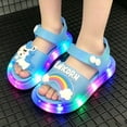 thumbnail image 4 of Girls Cute Unicorn Rainbow LED Light Up Jelly Sandals, Adjustable Ankle Strap Non Slip Kids Water Beach Shoes, Step Activated Glowing Summer Outdoor Walking Sandals 4-9Y, 4 of 7