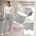 thumbnail image 4 of Temofon Fleece Lined Sweatpants for Women Wide Leg Cotton Thick Women Sweatpant Casual Baggy Gray Pants with Pockets L, 4 of 8