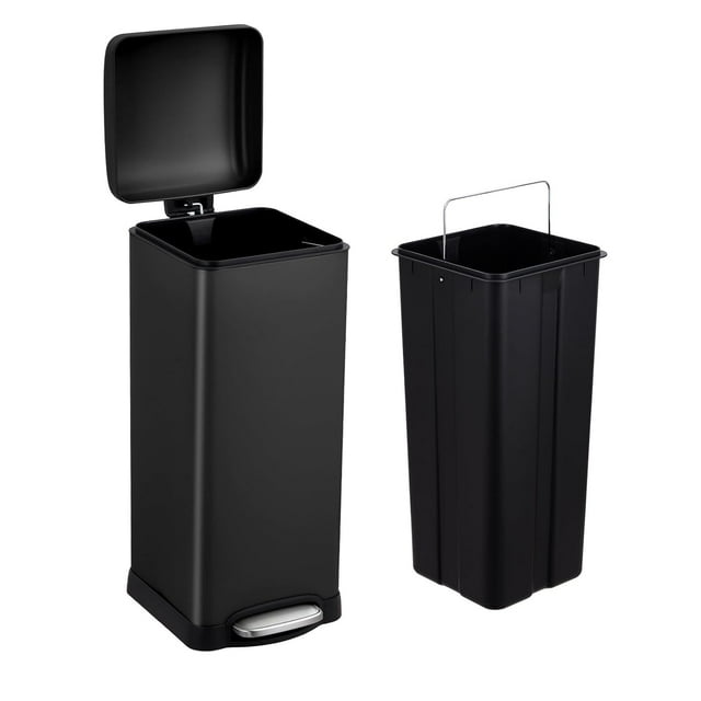 YUSAZENS 8 Gallon Step Trash Can, Stainless Steel Bathroom Garbage Can with Removable Inner Bucket