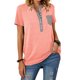 thumbnail image 4 of Camiseta de manga corta con botones y cuello en V para mujer Camiseta informal sólida Camisetas sueltas para deportes al aire libre Pompotops  hkajfhjk461988, 4 of 7