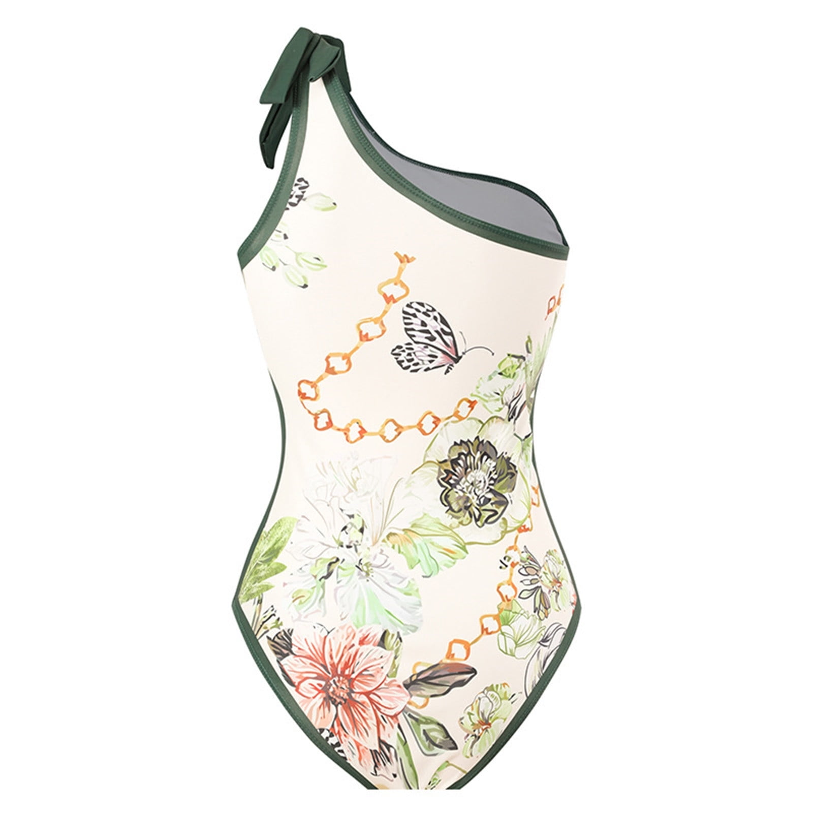 ZQGJB Sexy One Piece Tankini Swimsuit with Chiffon Wrap Around Long Skirt for Women Vintage Summer Floral Printed Tummy Control Bathing Suit 2 Piece Set #16-Green M
