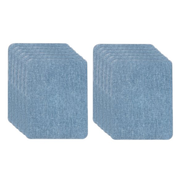 Uxcell Denim Iron-on Patches 12 Pcs Sew-on Fabric Patches for Jeans Clothing Repair Shades Decoration Kit Light Blue 5 x 3.7"
