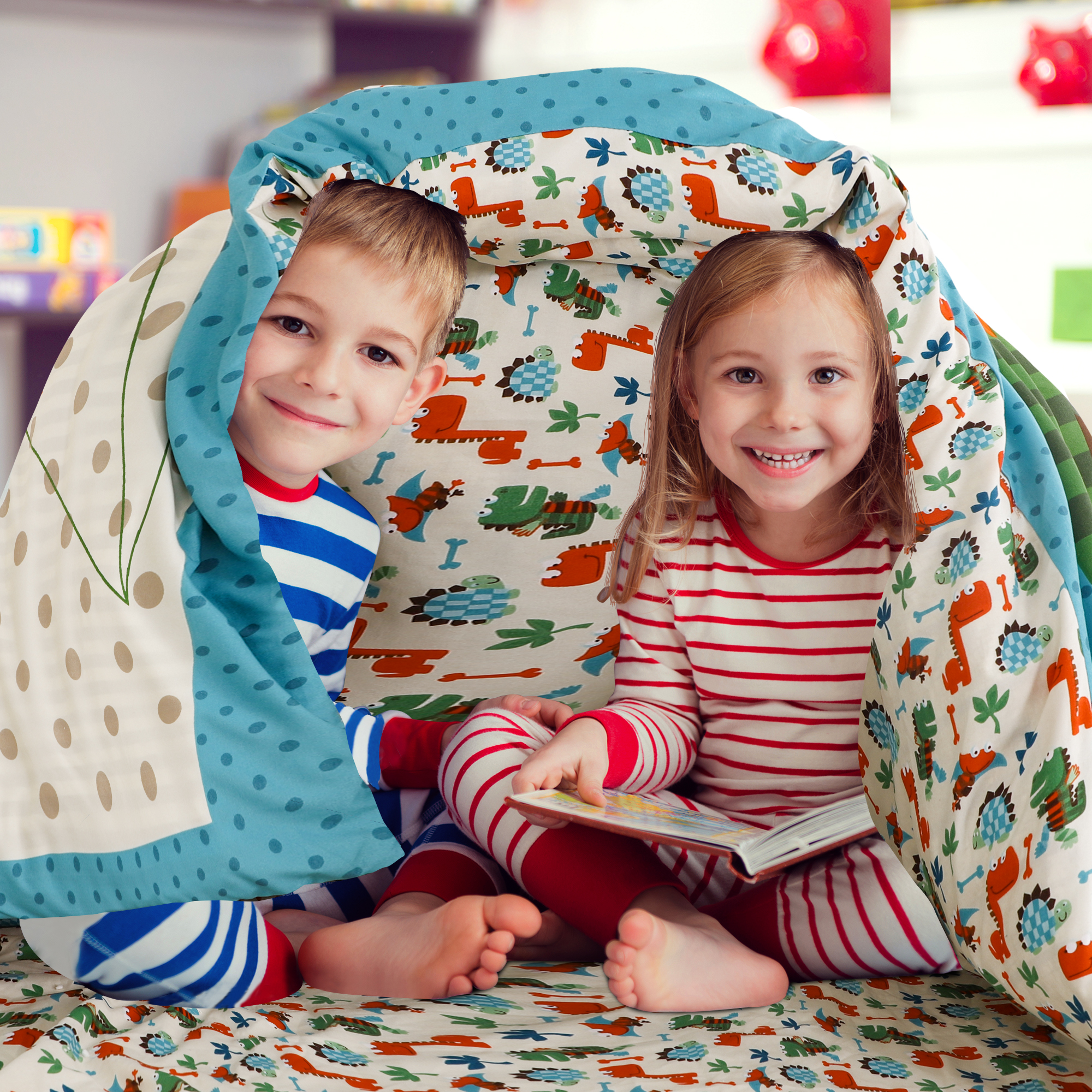 Unique Bargains 3 Piece Brushed Polyester Kids Duvet Cover Set Dinosaur Pattern Twin