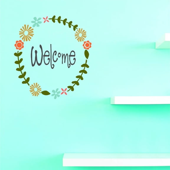 Custom Decals Welcome Wall Art Size: 12 X 12 Inches Color: Multi
