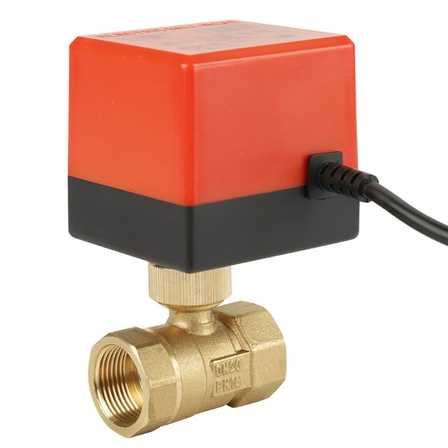 25mm Internal Thread DC12V G3/4 Brass Ball Valve, 2Way Motorized Ball Valve, Low Working Noise 17mm Nominal For Fan Coil Water Control System