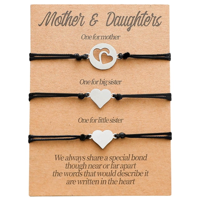 Pulsera de acero, juego de pulseras y personalidad, 3 piezas, corazón, tarjeta para hija, hueca, acero inoxidable, doble, europea