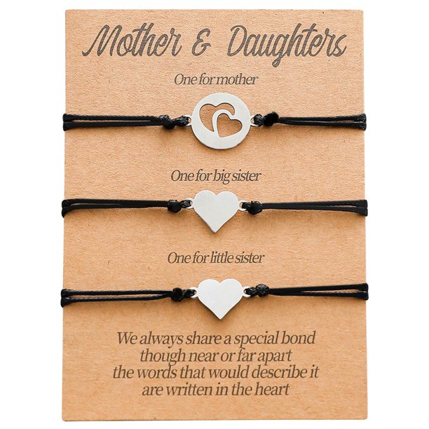 Pulsera de acero, juego de pulseras y personalidad, 3 piezas, corazón, tarjeta para hija, hueca, acero inoxidable, doble, europea