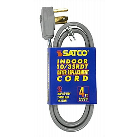 Dryer Cord Replacement - Satco 4 FT Gray Flat Replacement Dryer Cord
