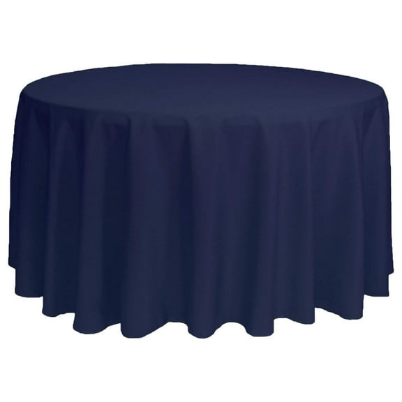 Alieon - 120 Inch Round Premium Polyester Tablecloth - Navy Blue, Linen Table Cloth for Standard Round Tables