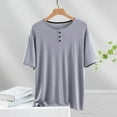 thumbnail image 2 of Uaswgudfs Women's Summer Short Sleeve Pajama Top | Soft Henley Crew Neck Sleep Tee | Breathable Cotton Pjs for Ladies, 2 of 4