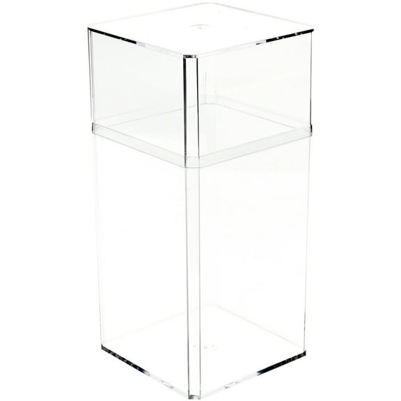 Pioneer Plastics 048C Clear Large Tall Rectangular Plastic Container, 3.75" W x 3.75" D x 8.25" H