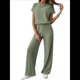 thumbnail image 1 of Traje Informal de Dos Piezas para Mujer, para Viajes y Vacaciones de Verano, con Corta y Pantalones Anchos. Verde M, 1 of 7