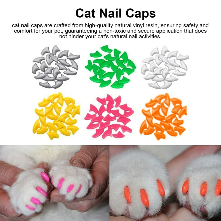 MIRROR 120Pcs Cat Nail Caps Natural Safe Cat Claw Covers Tips with