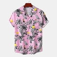 thumbnail image 3 of Hawaiian Men's Shirt Beach Coconut Tree Print Short Sleeve Men's Clothes Fashion Lapel Button Top T-shirt New Shirt For Men, 3 of 6
