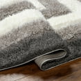 thumbnail image 5 of Hauteloom Domna Contemporary Geometric Shag Area Rug - Modern Bordered Fluffy High Pile Super Soft Rug for Living Room, Bedroom, Dining Room - Gray, Black - 5'3" x 7', 5 of 6