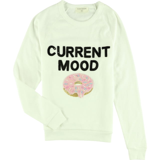Bow & Drape Womens Current Mood Sweatshirt, White, Small