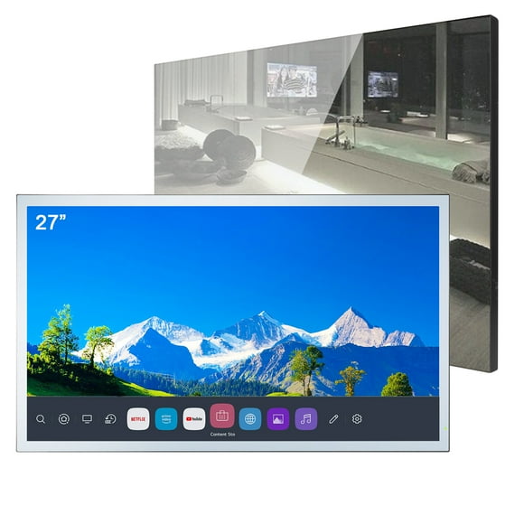 Elecsung 27" inch Bathroom Magic Mirror TV Built-in Alexa Smart LED Television Waterproof Bathroom TV with WiFi