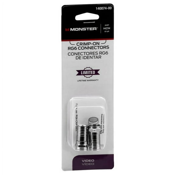 Monster Cable Coax Connectors Rg6 Carded 2 / Pack