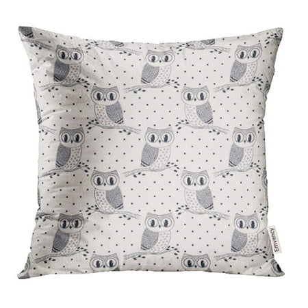 Black With White Polka Dots ARHOME Baby with Cute Owls and Polka Dots in Black and White Colors Animal Bird Branch Pillowcase Cushion Cover 16x16 inch ()