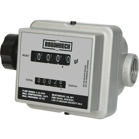 Roughneck Mechanical Fuel Meter, 4–20 GPM, 1in. Inlet/Outlet